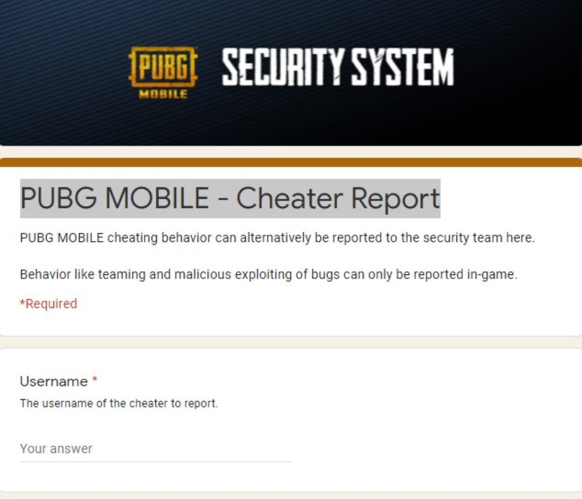 How To Properly Report Cheaters In Pubg Mobile Pubg Hacker Report Form How To Properly Report Cheaters In Pubg Mobile Pubg Hacker Report Form