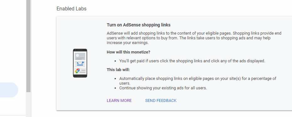 AdSense shopping links